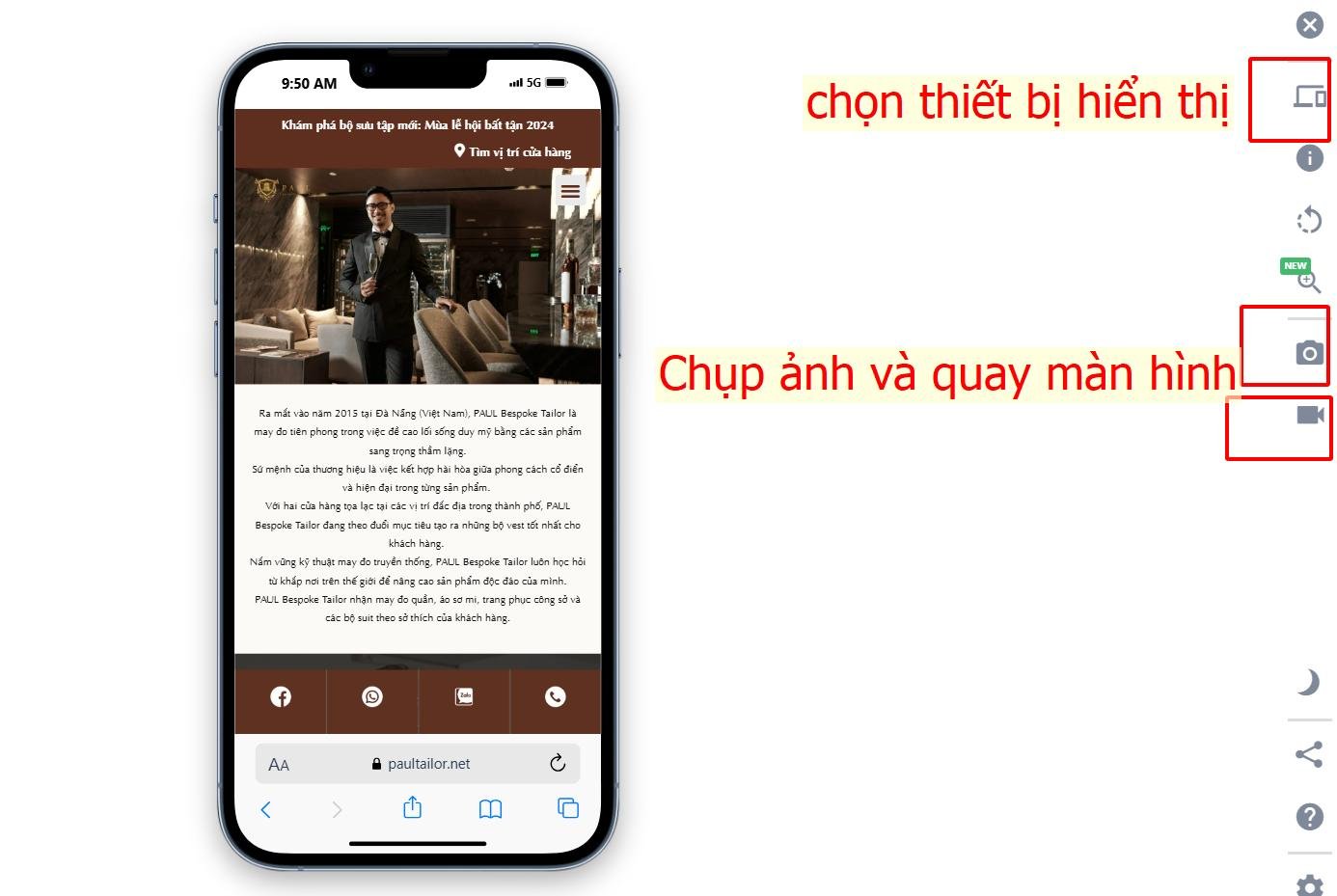 Sử dụng addon chrome để kiểm tra hiển thị website trên các thiết bị khác nhau
